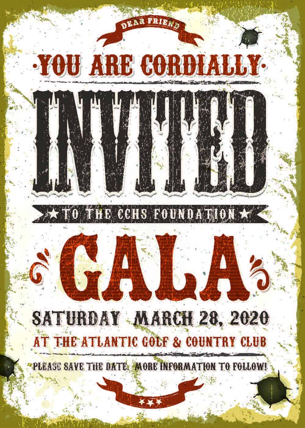 Western style poster to invite people to attend the 2020 Gala