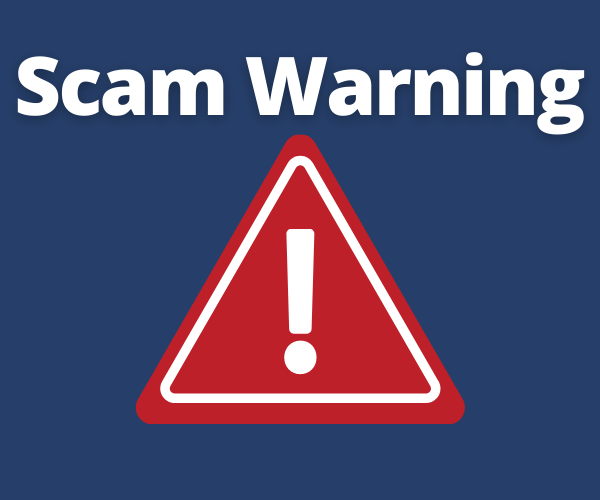Scam Warning Scam Warning text with warning triangle sign.